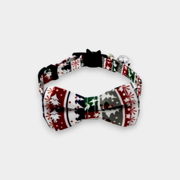 Christmas Cat Collar - White & Red Bow Tie