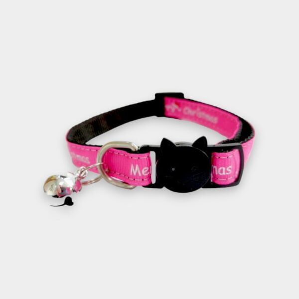 Christmas Cat Collar - Pink with 'Merry Christmas'