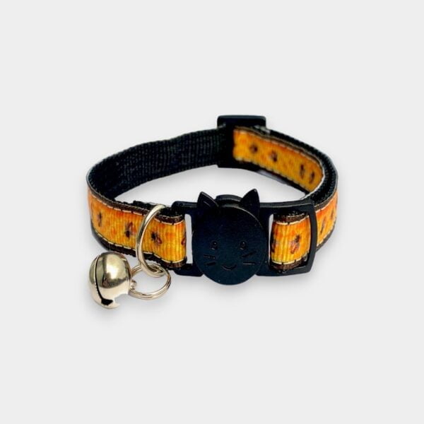 Cat Collar with Bell - Yellow Bee Print