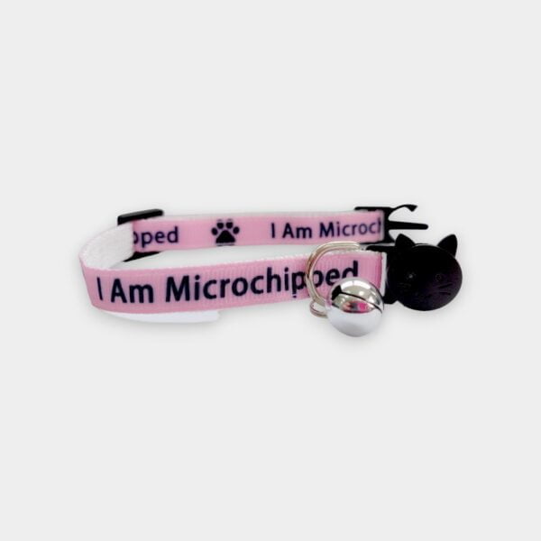 Pink - 'I Am Microchipped' Cat Collar