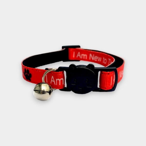 'I Am New To The Area' Cat Collar - Red