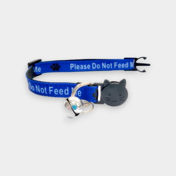'Please Do Not Feed Me' Cat Collar - Blue