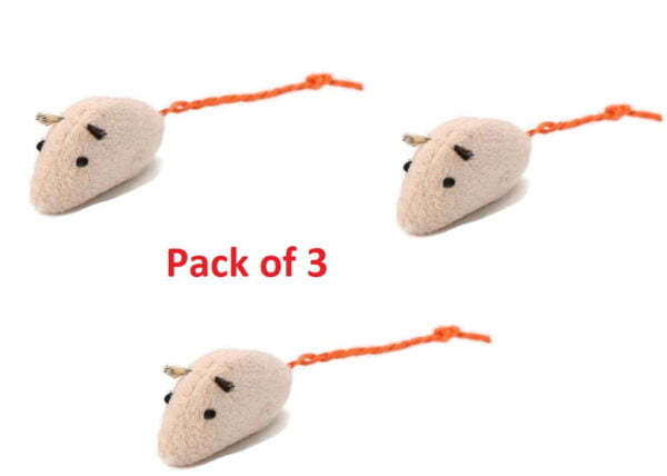 Soft Small Mice Cat Toy, Beige (Pack of 3)